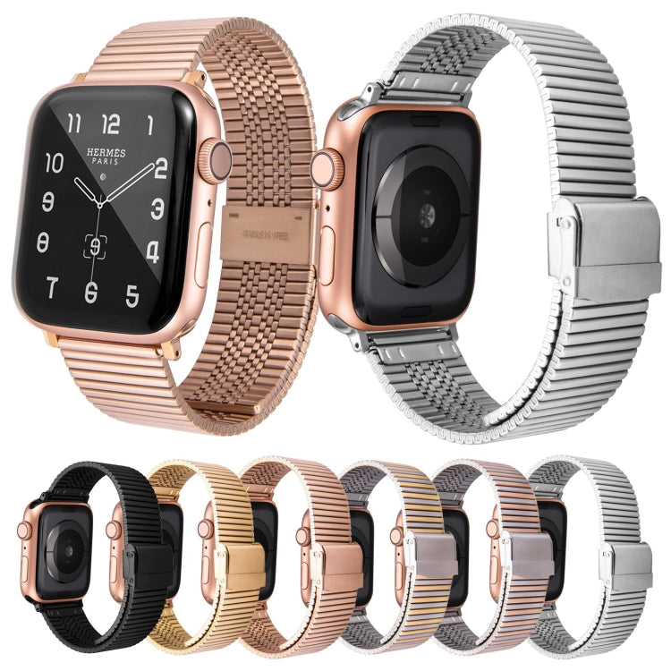 Multi-baht Steel Watch Band For Apple Watch Series 9&8&7 41mm / SE 3&SE 2&6&SE&5&4 40mm / 3&2&1 38mm(Steel Between Gold) by bashfashion