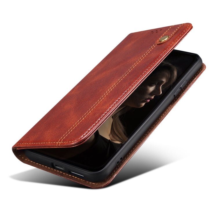 For OPPO Realme C21Y Simple Wax Crazy Horse Texture Horizontal Flip Leather Case with Card Slots & Holder(Brown) by bashfashion