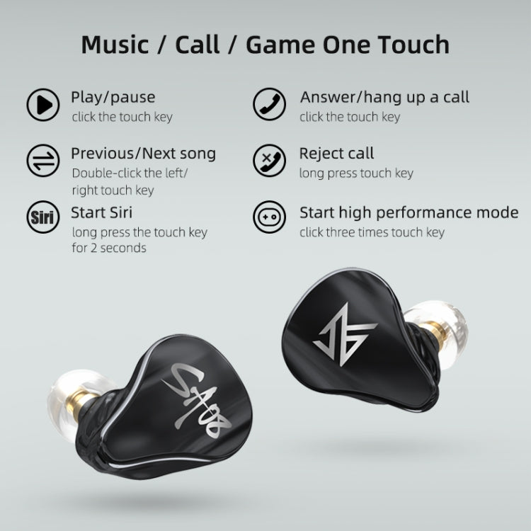 KZ SA08 Wireless Four-unit 5BA Balance Armature Bluetooth In-ear TWS Earphone(Black) by KZ
