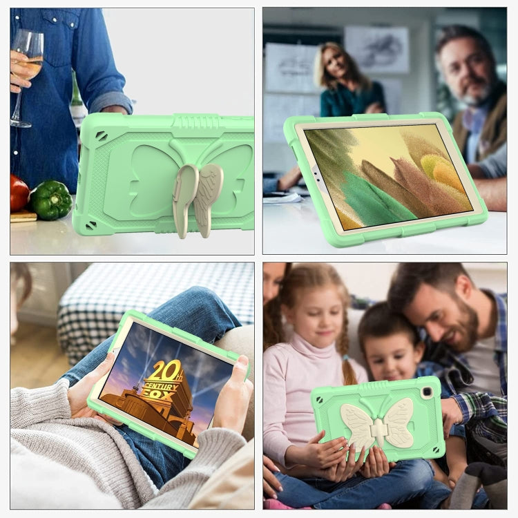 Beige PC + Silicone Anti-drop Protective Case with Butterfly Shape Holder & Pen Slot For Samsung Galaxy Tab A7 Lite 8.7 SM-T220 / SM-T225(Beige + Fresh Green) by bashfashion