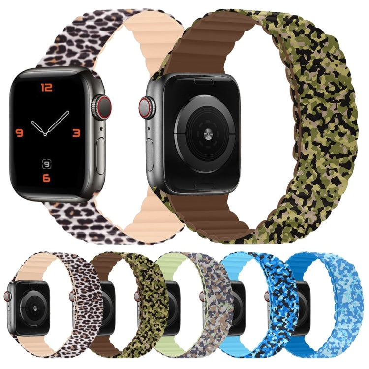 Magnetic Camouflage Silicone Strap Watch Band For Apple Watch Series 7 & 6 & SE & 5 & 4 40mm/3 & 2 & 1 38mm (Army) by bashfashion