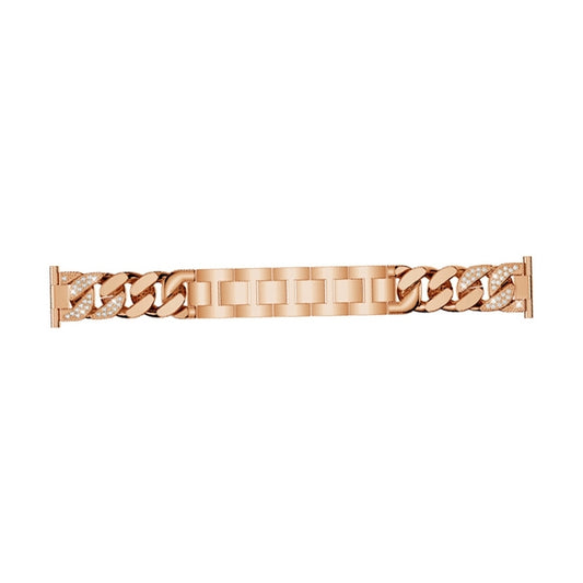 For Garmin Vivoactive 4 / Venu 2 22mm Row Diamonds Denim Chain Watch Band(Rose Gold) by bashfashion