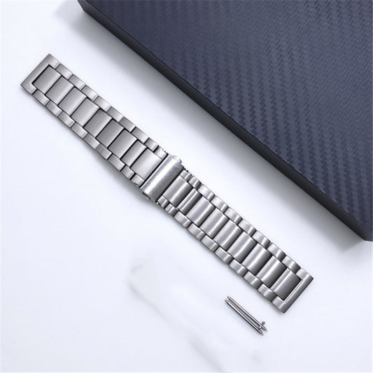 For Xiaomi Haylou RS3 / Suunto 9 Peak 22mm Universal Titanium Alloy Three Plants Flat Buckle Watch Band(Silver) by bashfashion