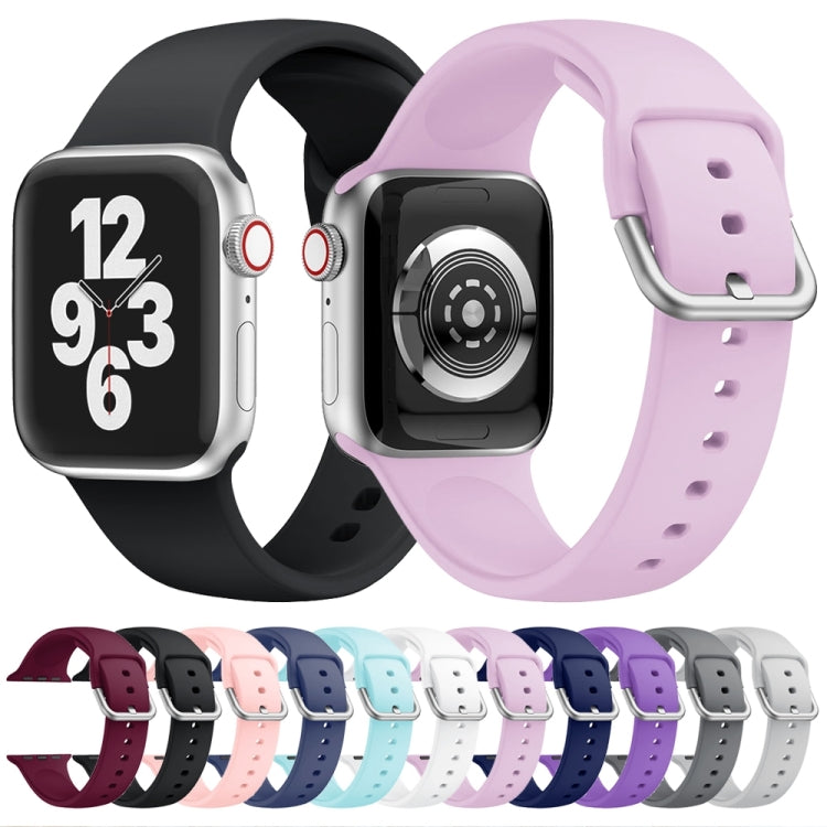 Single-color Silicone Buckle Strap Watch Band For Apple Watch Ultra 49mm&Watch Ultra 2 49mm / Series 9&8&7 45mm / SE 3&SE 2&6&SE&5&4 44mm / 3&2&1 42mm(Midnight Blue) by bashfashion