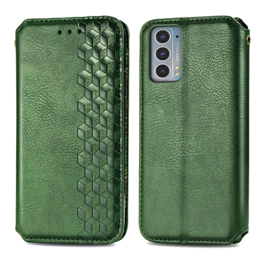For Motorola Edge 20 Cubic Grid Pressed Horizontal Flip Magnetic PU Leather Case with Holder & Card Slots & Wallet(Green) by bashfashion