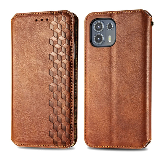 For Motorola Edge 20 Lite Cubic Grid Pressed Horizontal Flip Magnetic PU Leather Case with Holder & Card Slots & Wallet(Brown) by bashfashion