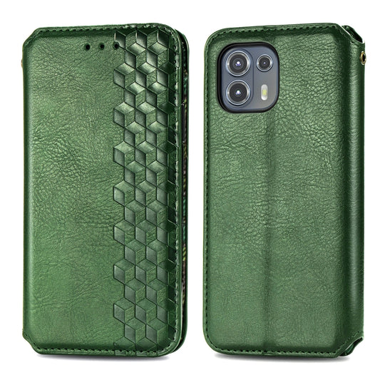 For Motorola Edge 20 Lite Cubic Grid Pressed Horizontal Flip Magnetic PU Leather Case with Holder & Card Slots & Wallet(Green) by bashfashion