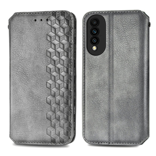 For Huawei nova 8 SE Youth Cubic Grid Pressed Horizontal Flip Magnetic PU Leather Case with Holder & Card Slots & Wallet(Grey) by bashfashion