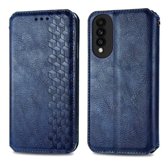 For Huawei nova 8 SE Youth Cubic Grid Pressed Horizontal Flip Magnetic PU Leather Case with Holder & Card Slots & Wallet(Blue) by bashfashion