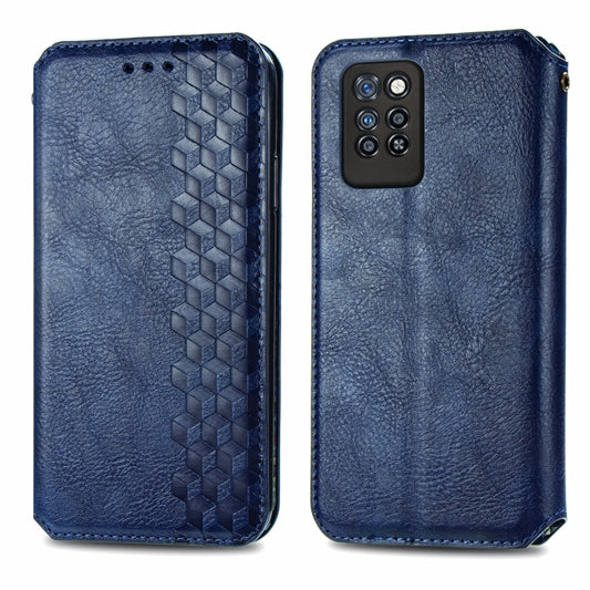For Infinix Note 10 Pro Cubic Grid Pressed Horizontal Flip Magnetic PU Leather Case with Holder & Card Slots & Wallet(Blue) by bashfashion