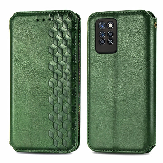 For Infinix Note 10 Pro Cubic Grid Pressed Horizontal Flip Magnetic PU Leather Case with Holder & Card Slots & Wallet(Green) by bashfashion