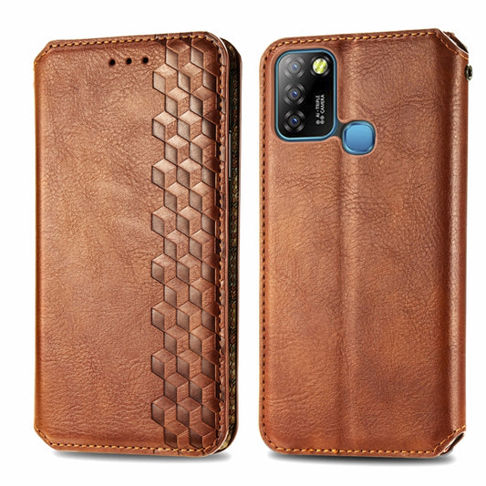 For Infinix Smart 5 Cubic Grid Pressed Horizontal Flip Magnetic PU Leather Case with Holder & Card Slots & Wallet(Brown) by bashfashion