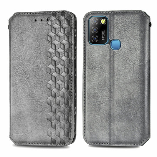 For Infinix Smart 5 Cubic Grid Pressed Horizontal Flip Magnetic PU Leather Case with Holder & Card Slots & Wallet(Grey) by bashfashion