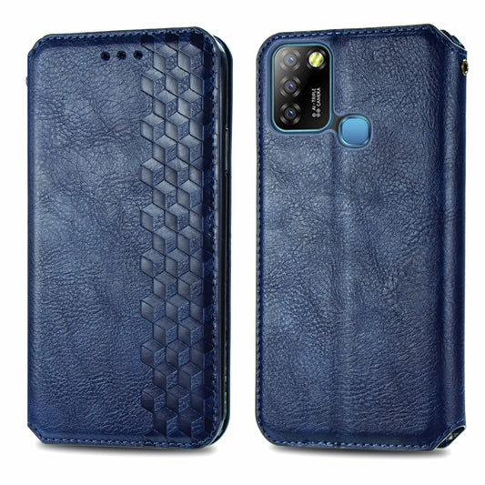 For Infinix Smart 5 Cubic Grid Pressed Horizontal Flip Magnetic PU Leather Case with Holder & Card Slots & Wallet(Blue) by bashfashion