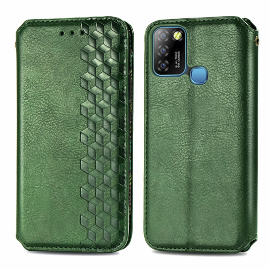 For Infinix Smart 5 Cubic Grid Pressed Horizontal Flip Magnetic PU Leather Case with Holder & Card Slots & Wallet(Green) by bashfashion