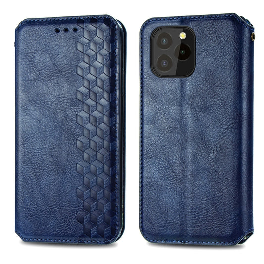 For OUKITEL C21 Pro Cubic Grid Pressed Horizontal Flip Magnetic PU Leather Case with Holder & Card Slots & Wallet(Blue) by bashfashion