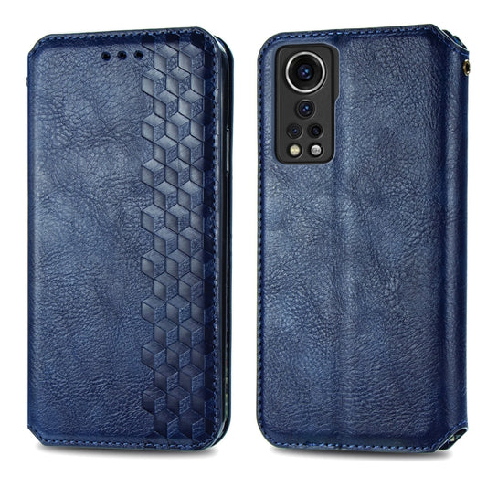 For ZTE Axon 30 5G Cubic Grid Pressed Horizontal Flip Magnetic PU Leather Case with Holder & Card Slots & Wallet(Blue) by bashfashion