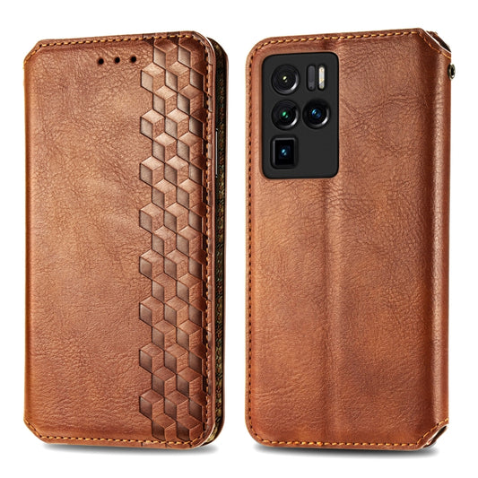 For ZTE nubia Z30 Pro Cubic Grid Pressed Horizontal Flip Magnetic PU Leather Case with Holder & Card Slots & Wallet(Brown) by bashfashion