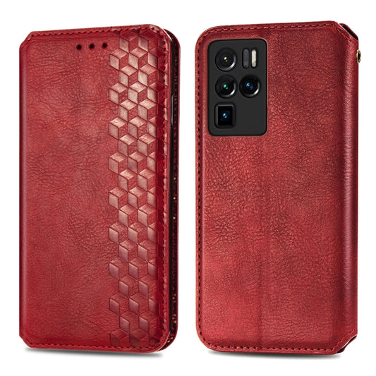 For ZTE nubia Z30 Pro Cubic Grid Pressed Horizontal Flip Magnetic PU Leather Case with Holder & Card Slots & Wallet(Red) by bashfashion