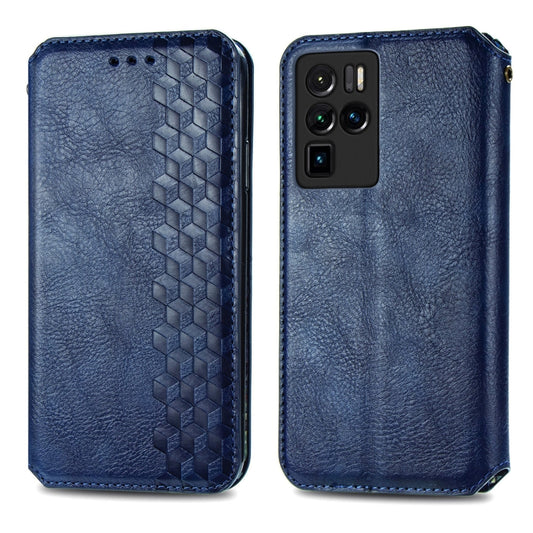 For ZTE nubia Z30 Pro Cubic Grid Pressed Horizontal Flip Magnetic PU Leather Case with Holder & Card Slots & Wallet(Blue) by bashfashion