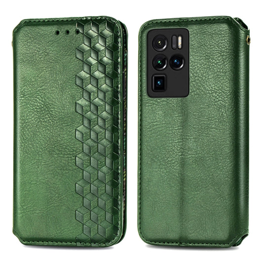 For ZTE nubia Z30 Pro Cubic Grid Pressed Horizontal Flip Magnetic PU Leather Case with Holder & Card Slots & Wallet(Green) by bashfashion
