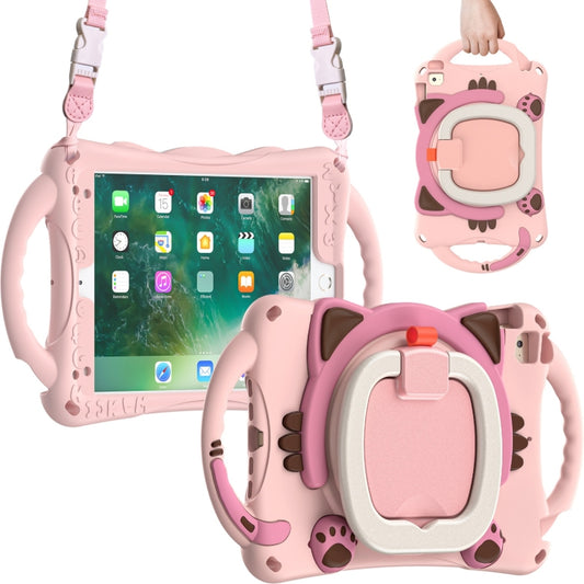 Cute Cat King Kids Shockproof Silicone Tablet Case with Holder & Shoulder Strap & Handle For iPad mini 2019 / 4 / 3 / 2 / 1(Pink) by bashfashion