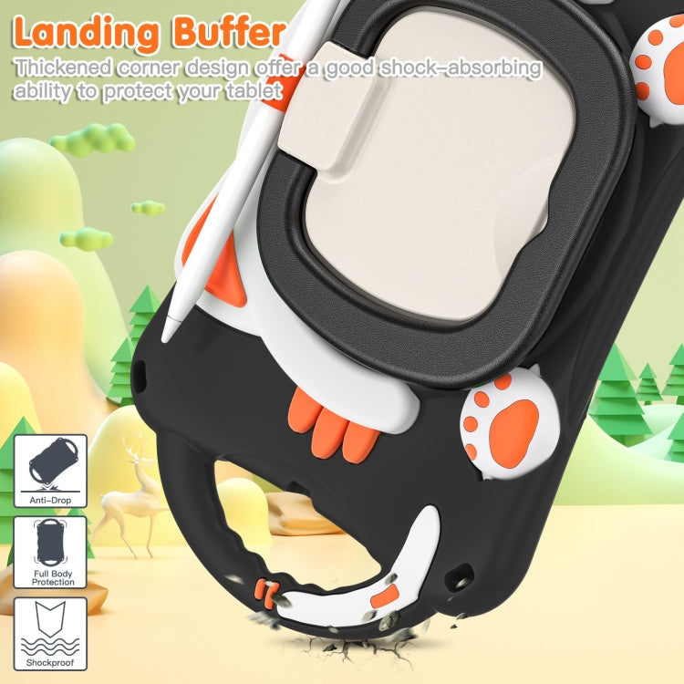 Cute Cat King Kids Shockproof Silicone Tablet Case with Holder & Shoulder Strap & Handle For iPad mini 2019 / 4 / 3 / 2 / 1(Black Orange) by bashfashion