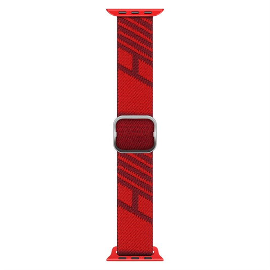 Two-color Nylon Braid Watch Band For Apple Watch Series 9&8&7 41mm / SE 3&SE 2&6&SE&5&4 40mm / 3&2&1 38mm(Heart Red Red) by bashfashion