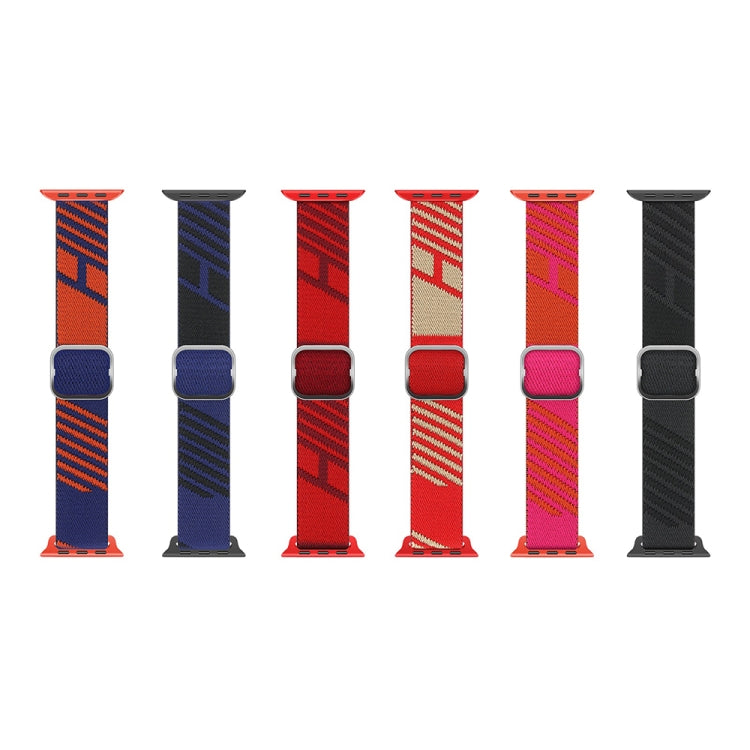Two-color Nylon Braid Watch Band For Apple Watch Ultra 49mm&Watch Ultra 2 49mm / Series 9&8&7 45mm / SE 3&SE 2&6&SE&5&4 44mm / 3&2&1 42mm(Heart Red Red) by bashfashion