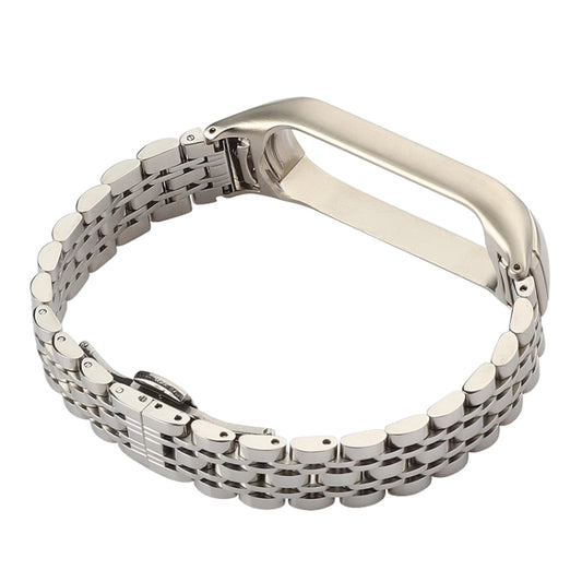 For Xiaomi Mi Band 4 / 3 Seven-beads Stainless Steel Watch Band(Silver) by bashfashion