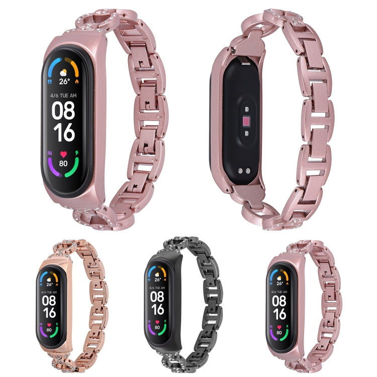For Xiaomi Mi Band 4 / 3 8-shaped Diamond Alloy Watch Band(Rose Gold) by bashfashion