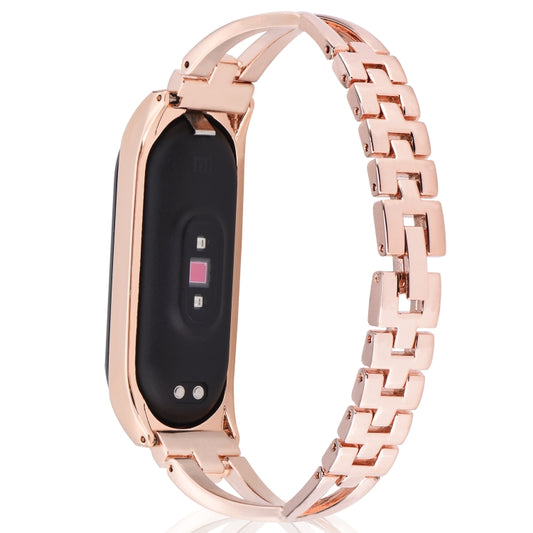 For Xiaomi Mi Band 4 / 3 X-shaped Diamond Alloy Watch Band(Rose Gold) by bashfashion