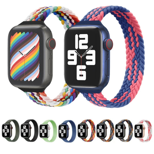 Small Waist Single Loop Nylon Braid Watch Band For Apple Watch Series 9&8&7 41mm / SE 3&SE 2&6&SE&5&4 40mm / 3&2&1 38mm, Size: XS 130mm(Colorful) by bashfashion