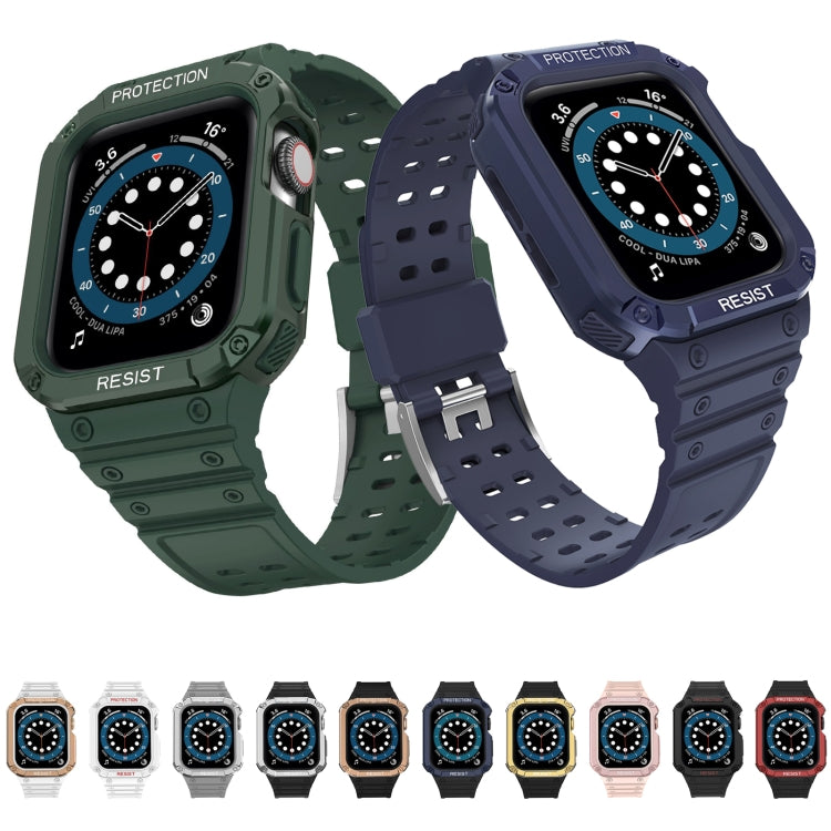 Silicone Integrated Watch Band For Apple Watch Series 9&8&7 45mm / Watch SE&6&5&4 44mm / 3&2&1 42mm(Moonlight Grey+Silver Frame) by bashfashion