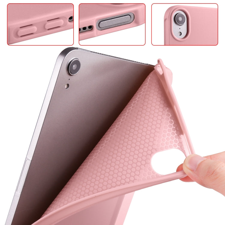 For iPad mini 6 / mini 2024 Honeycomb TPU Leather Tablet Case with 3-Folding Holder(Rose Gold) by bashfashion