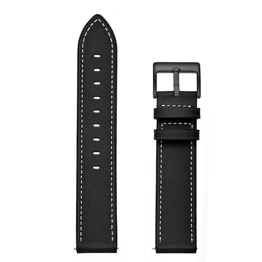 For Samsung Galaxy Watch4 40mm/44mm Leather Watch Band(Black) by bashfashion
