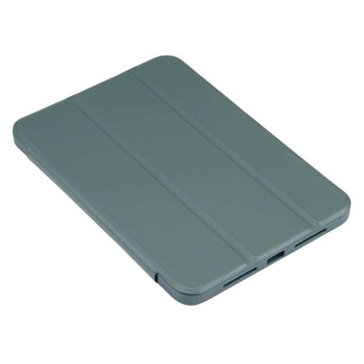 For iPad mini 6 / mini 2024 3-folding TPU Horizontal Flip Leather Tablet Case with Holder(Deep Green) by bashfashion