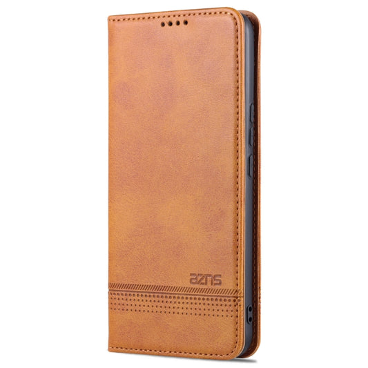 For U-MAGIC 30e AZNS Magnetic Calf Texture Horizontal Flip Leather Case with Card Slots & Holder & Wallet(Light Brown) by AZNS