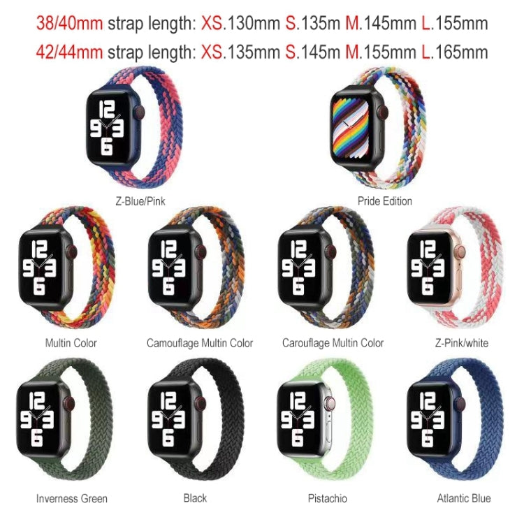 Small Waist Single Loop Nylon Braid Watch Band For Apple Watch Series 9&8&7 41mm / SE 3&SE 2&6&SE&5&4 40mm / 3&2&1 38mm, Size:M 145mm(Colorful) by bashfashion