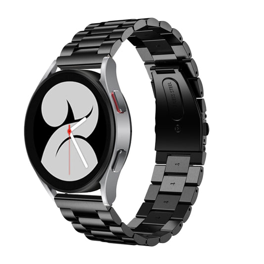 For Samsung Galaxy Watch4 Classic 42mm/46mm Universal Flat Head Three-bead Stainless Steel Watch Band(Black) by bashfashion