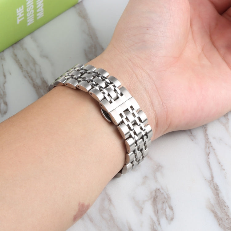 For Samsung Galaxy Watch4 40mm/44mm Seven-bead Stainless Steel Watch Band(Silver) by bashfashion