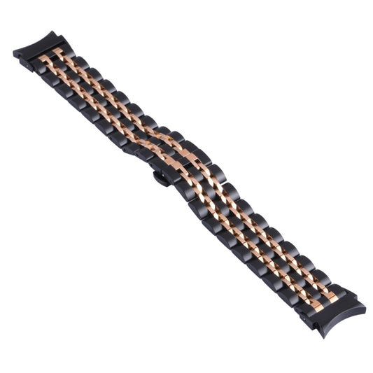 For Samsung Galaxy Watch4 40mm/44mm Seven-bead Stainless Steel Watch Band(Black Rose Gold) by bashfashion