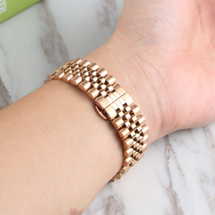 For Samsung Galaxy Watch4 40mm/44mm Five-bead Stainless Steel Watch Band(Rose Gold) by bashfashion