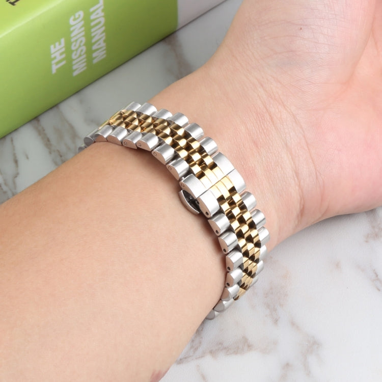 For Samsung Galaxy Watch4 40mm/44mm Five-bead Stainless Steel Watch Band(Silver Gold) by bashfashion