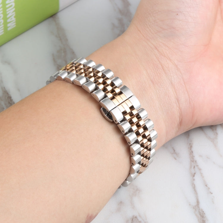 For Samsung Galaxy Watch4 40mm/44mm Five-bead Stainless Steel Watch Band(Silver Rose Gold) by bashfashion