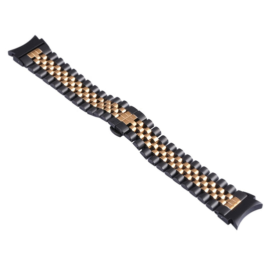 For Samsung Galaxy Watch4 40mm/44mm Five-bead Stainless Steel Watch Band(Black Rose Gold) by bashfashion
