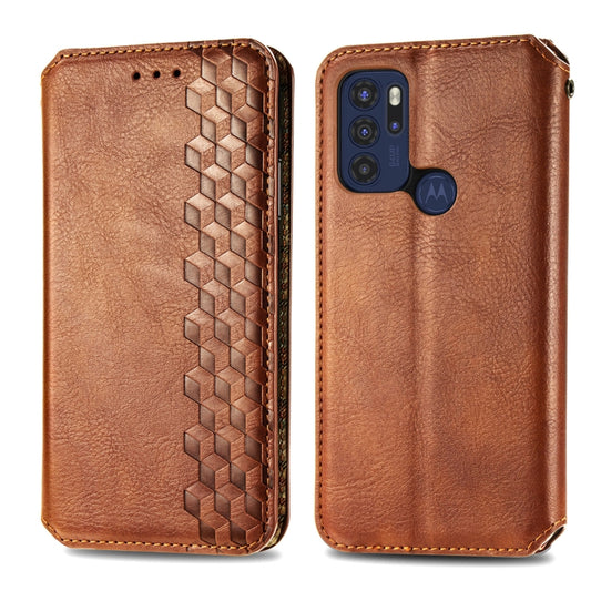 For Motorola Moto G60S Cubic Grid Pressed Horizontal Flip Magnetic Leather Phone Case with Holder & Card Slots & Wallet(Brown) by bashfashion