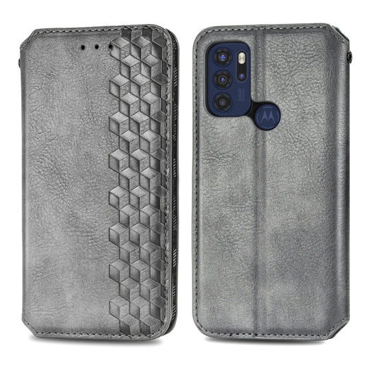 For Motorola Moto G60S Cubic Grid Pressed Horizontal Flip Magnetic Leather Phone Case with Holder & Card Slots & Wallet(Grey) by bashfashion