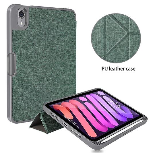 For iPad mini 6 / mini 2024 Mutural Multi-fold Smart Leather Tablet Case(Dark Green) by Mutural