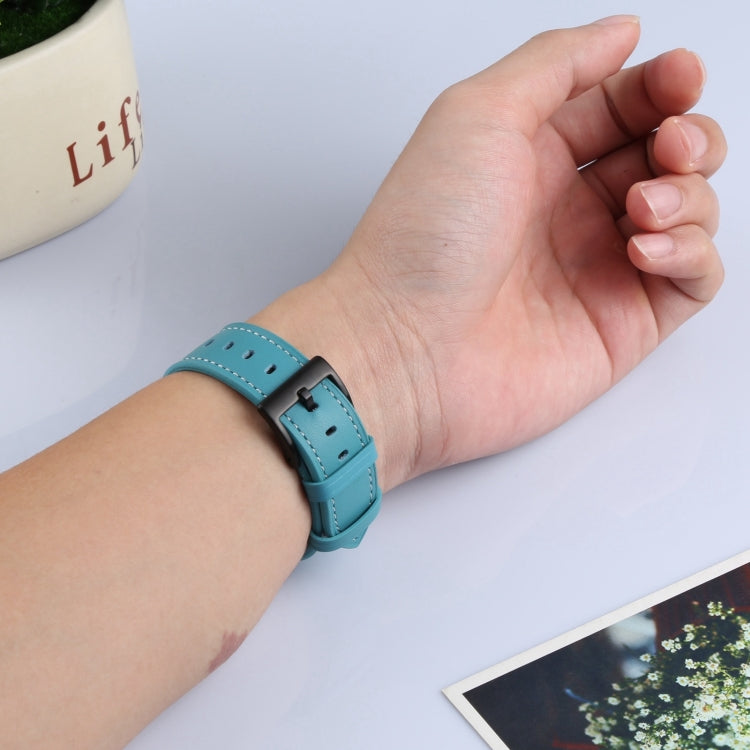 Leather Watch Band For Apple Watch Ultra 49mm&Watch Ultra 2 49mm / Series 9&8&7 45mm / SE 3&SE 2&6&SE&5&4 44mm / 3&2&1 42mm(Blue) by bashfashion